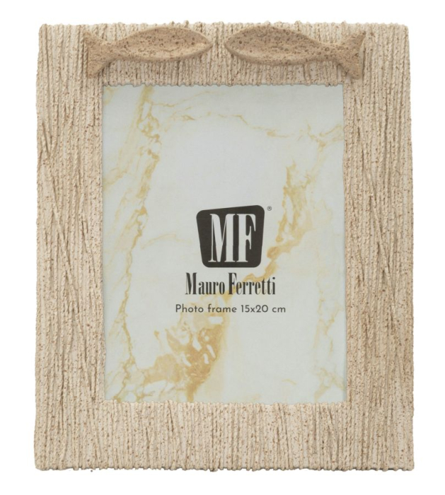 Ramă foto bej din rășină cu pești decorativi și linie șerpuită 21x2.8x26.5 cm [3]