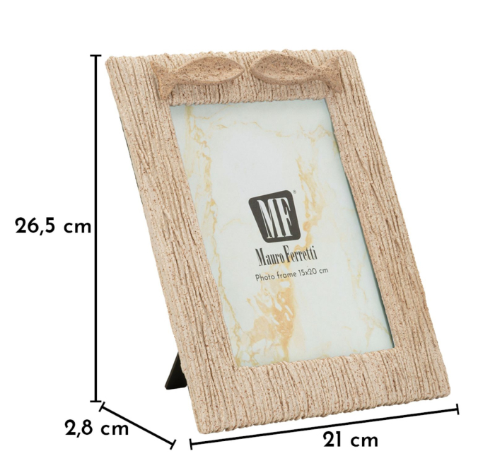 Ramă foto bej din rășină cu pești decorativi și linie șerpuită 21x2.8x26.5 cm [6]