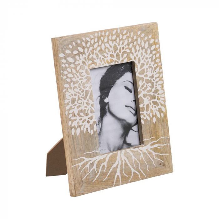 Set rame mango sculptat alb 13x18cm – decor boho cald [1]