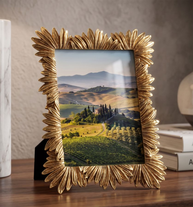 Set 2 rame foto mici cu frunze stilizate auriu [2]
