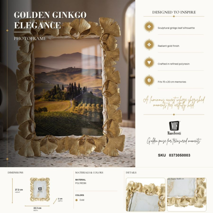 Set 2 rame foto mici cu petale ginkgo auriu [6]