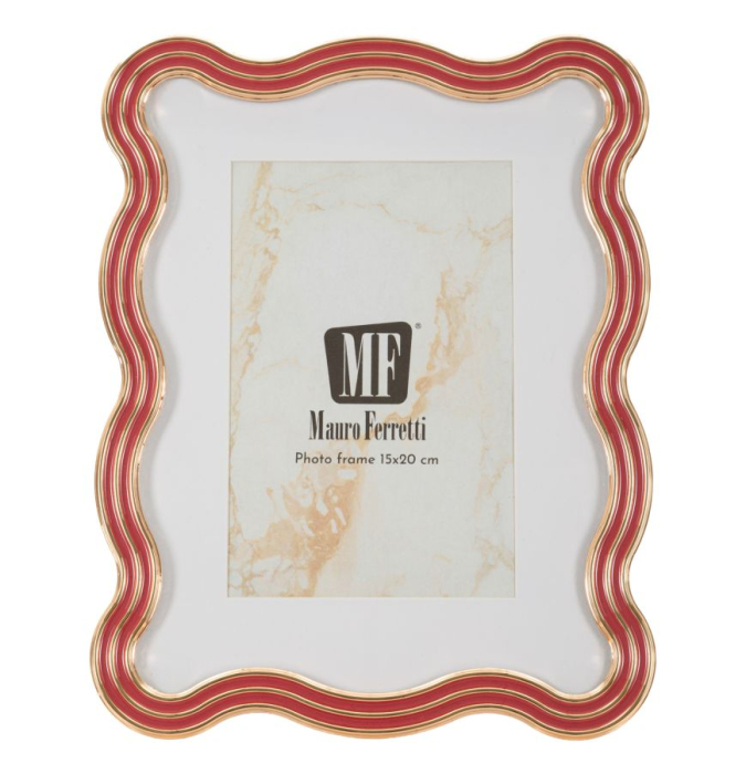 Set 2 rame foto roșu și auriu din metal cu linie ondulată 17.5x1.3x22.5 cm [2]