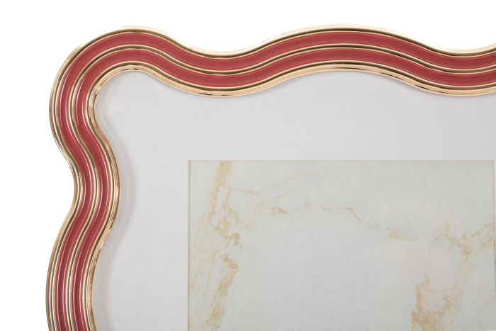 Set 2 rame foto roșu și auriu din metal cu linie ondulată 17.5x1.3x22.5 cm [3]