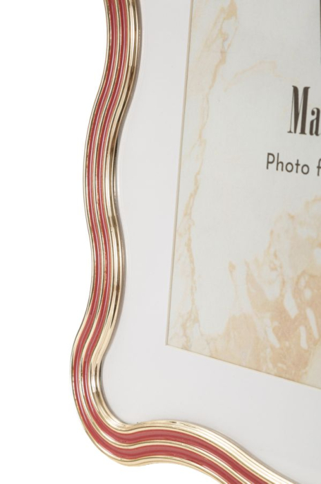 Set 2 rame foto roșu și auriu din metal cu linie ondulată 22.7x1.3x27.6 cm [4]