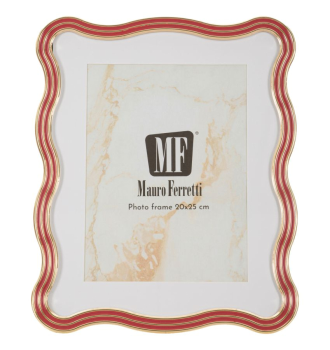 Set 2 rame foto roșu și auriu din metal cu linie ondulată 22.7x1.3x27.6 cm [2]