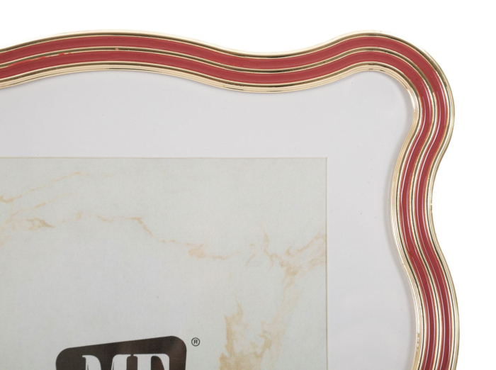 Set 2 rame foto roșu și auriu din metal cu linie ondulată 22.7x1.3x27.6 cm [3]