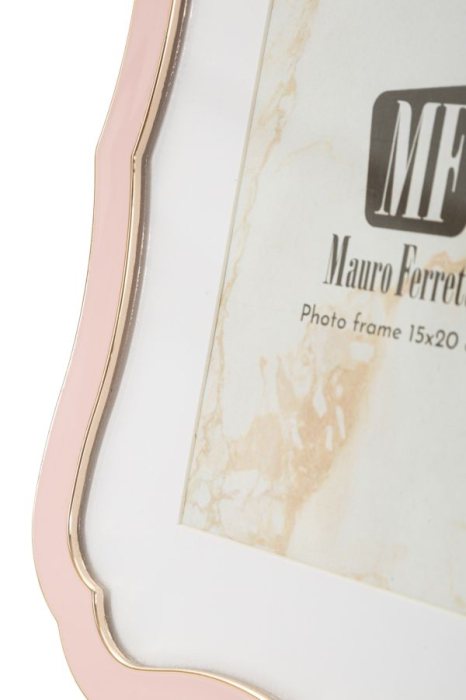 Set 2 rame foto roz pastel și auriu din metal cu profil decorativ 17x1.4x21.9 cm [4]