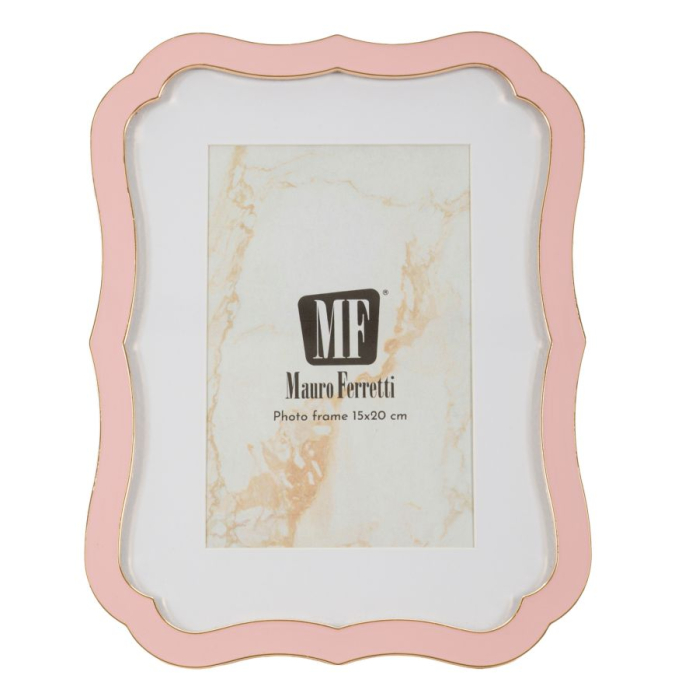 Set 2 rame foto roz pastel și auriu din metal cu profil decorativ 17x1.4x21.9 cm [2]