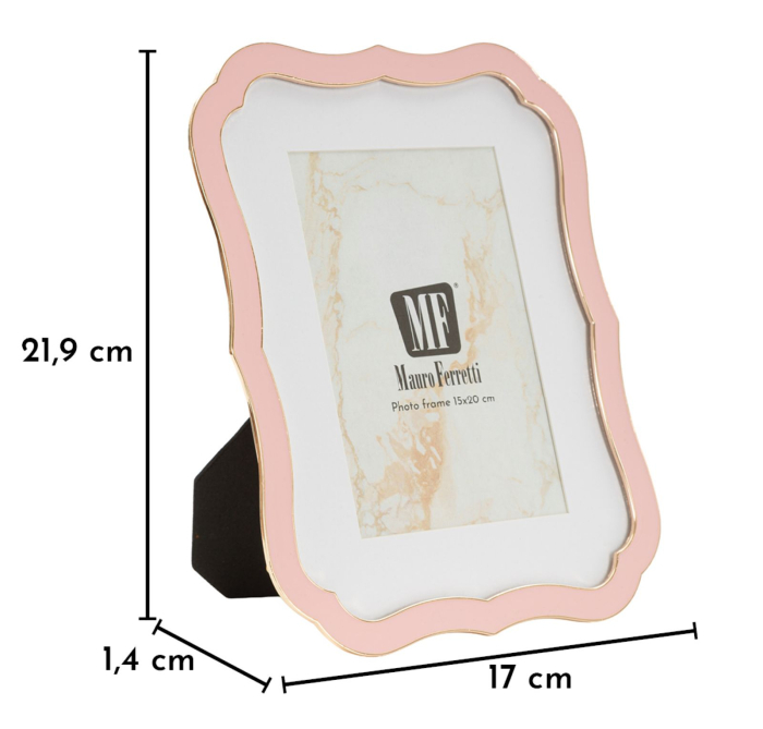Set 2 rame foto roz pastel și auriu din metal cu profil decorativ 17x1.4x21.9 cm [6]