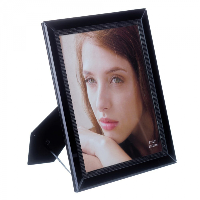 Set 2 rame foto sticlă neagră cu cristale 20x25cm – design glam elegant [1]