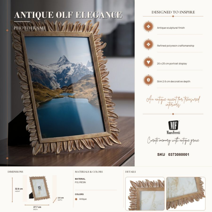 Set 2 rame foto stil boho cu pene auriu antichizat [6]