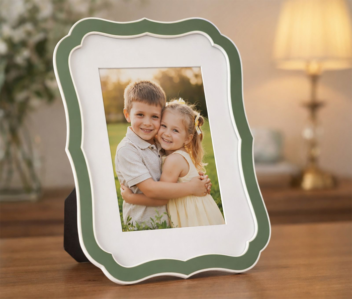 Set 2 rame foto verde și argintiu din metal cu profil decorativ 17x1.4x21.9 cm [5]