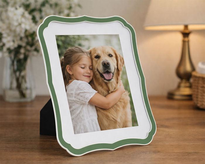 Set 2 rame foto verde și argintiu din metal cu profil decorativ 22.1x1.4x27.2 cm [5]