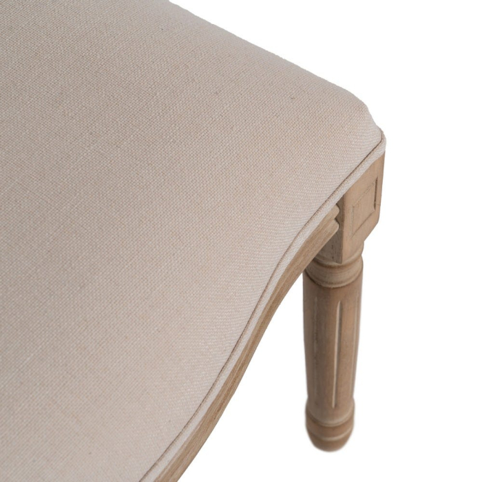 Set 2 scaune alb-bej din lemn și textil cu spătar medalion din in și picioare strunjite [9]
