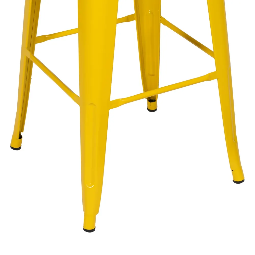 Set 2 scaune bar industriale galbene din metal Dallas [4]