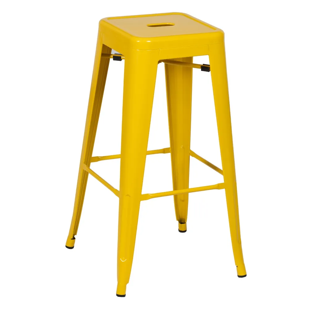 Set 2 scaune bar industriale galbene din metal Dallas [2]