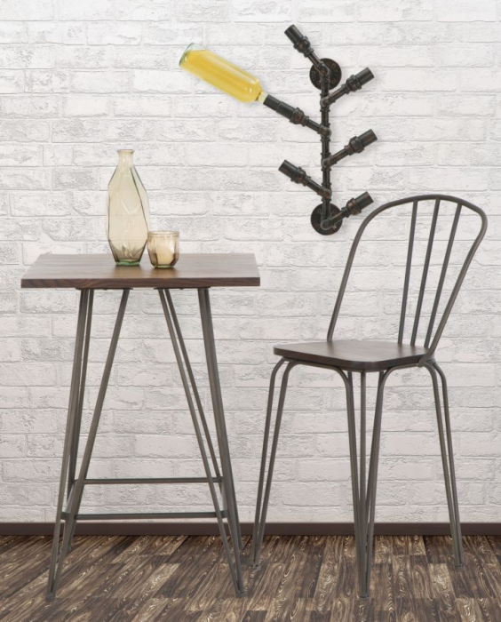 Suport sticle perete 6 locuri stil industrial Manhattan CreativDeco [10]