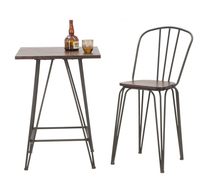 Set 2 Scaune Bar Industriale Lemn si Metal CreativDeco [10]