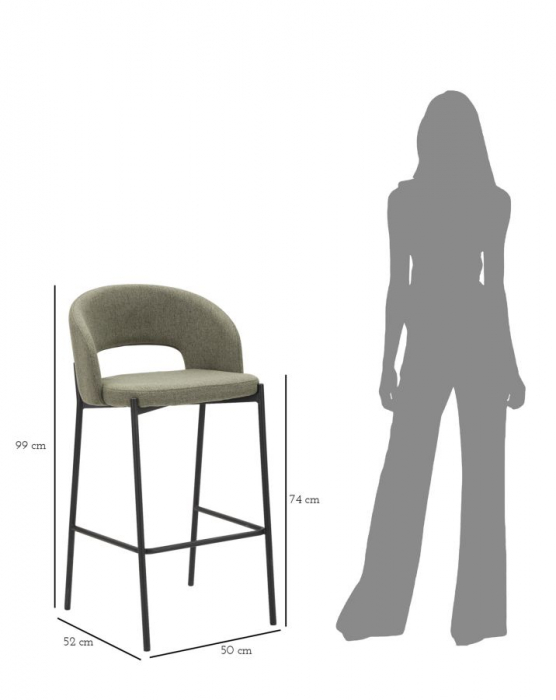 Set 2 Scaune bar Helsinki, verde negru, stofa metal - creativdeco.ro [2]