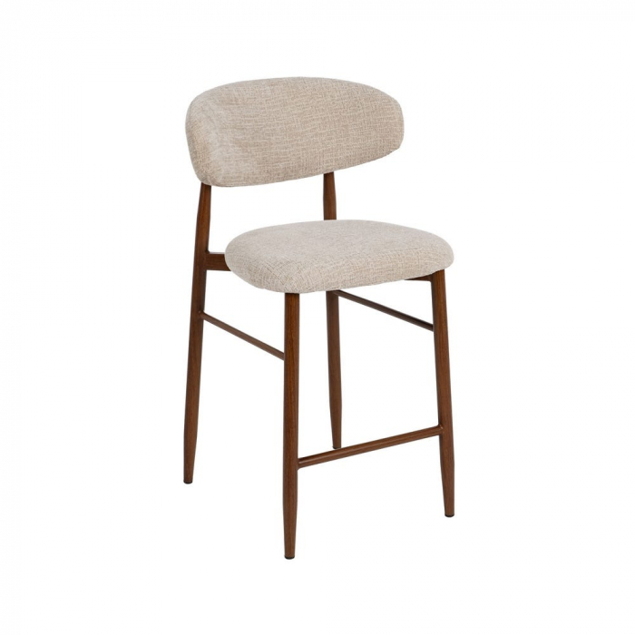 Set scaune bar bej 65 cm, tapițate, picioare metalice finisaj lemn – stil modern [2]