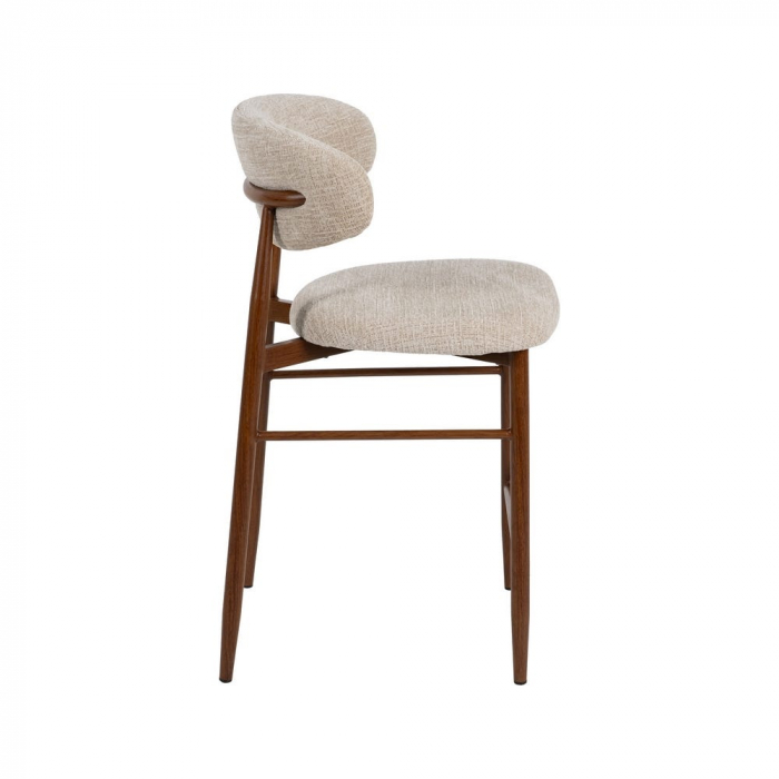 Set scaune bar bej 65 cm, tapițate, picioare metalice finisaj lemn – stil modern [3]