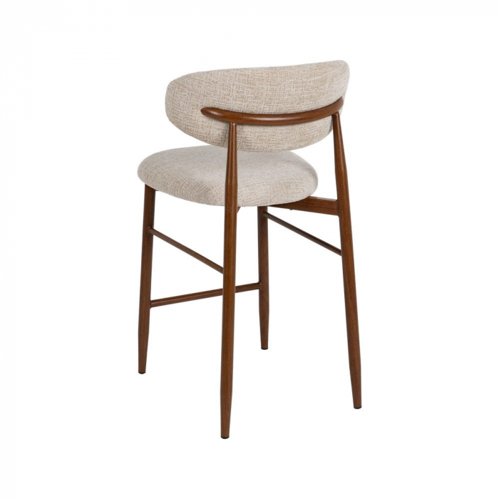 Set scaune bar bej 65 cm, tapițate, picioare metalice finisaj lemn – stil modern [4]