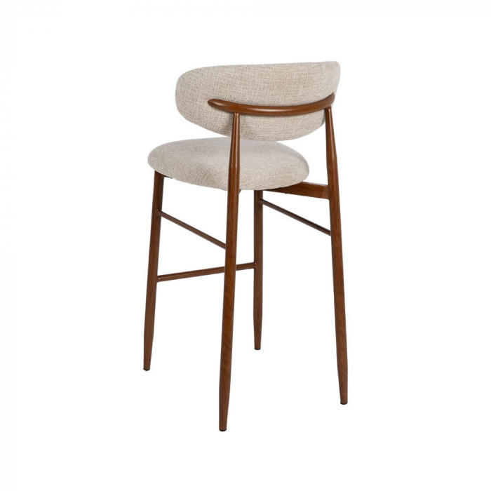 Set scaune bar 75 cm bej, tapițate, structură metalică maro – stil modern [4]