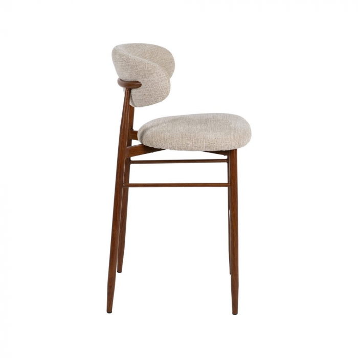 Set scaune bar 75 cm bej, tapițate, structură metalică maro – stil modern [3]