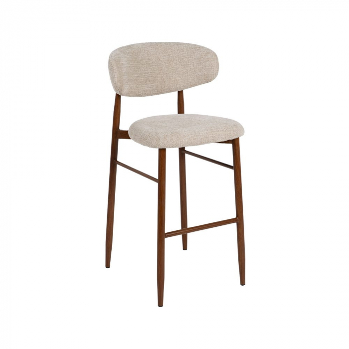 Set scaune bar 75 cm bej, tapițate, structură metalică maro – stil modern [2]