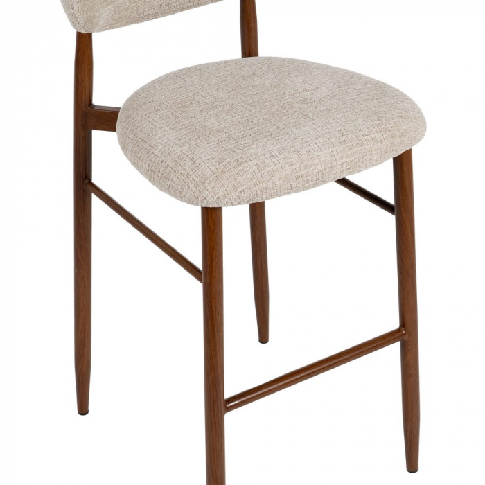 Set scaune bar 75 cm bej, tapițate, structură metalică maro – stil modern [9]