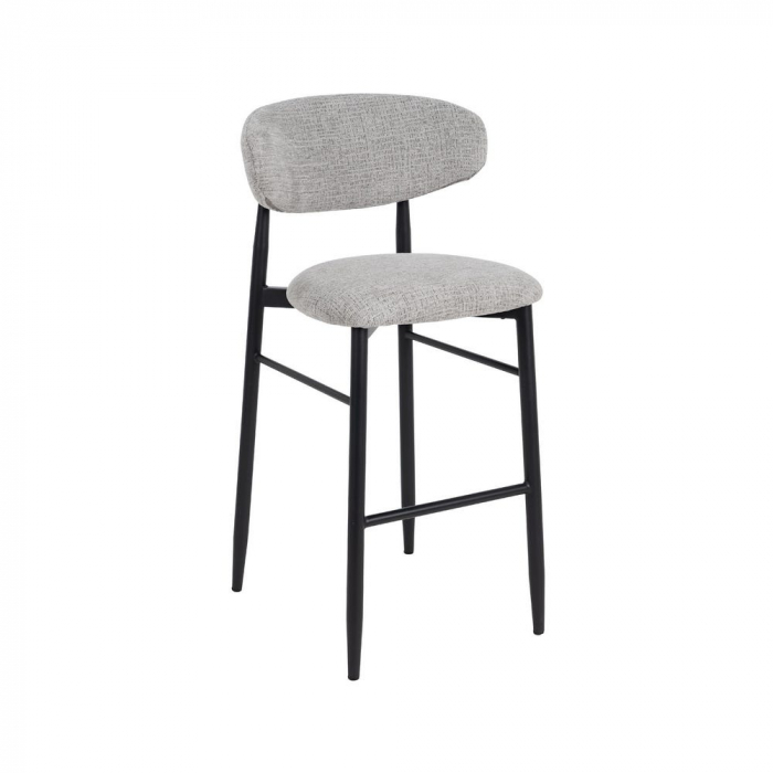 Set 2 scaune bar gri 75 cm cu cadru metalic negru – stil modern CreativDeco [2]