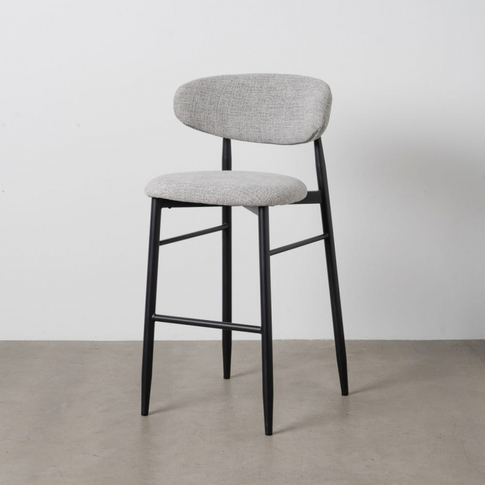 Set 2 scaune bar gri 75 cm cu cadru metalic negru – stil modern CreativDeco [1]