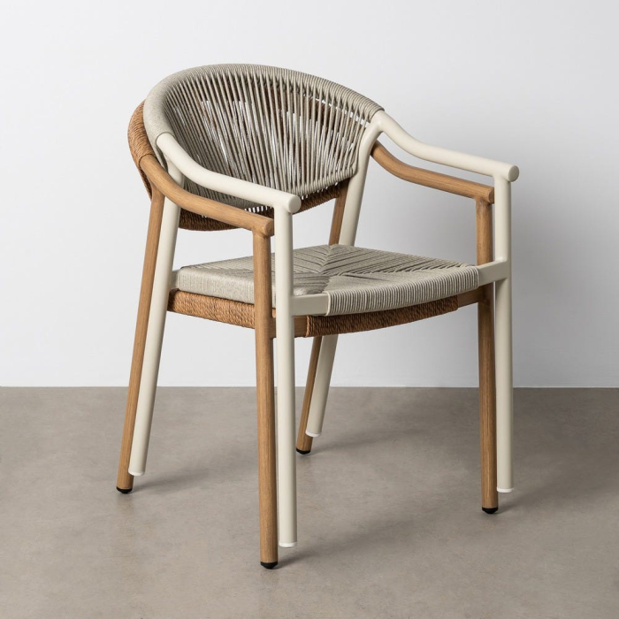 Set 2 scaune grădină aluminiu ratan sintetic bej [2]