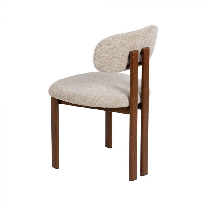 Set 2 scaune dining bej cu cadru aspect lemn – CreativDeco design modern [4]