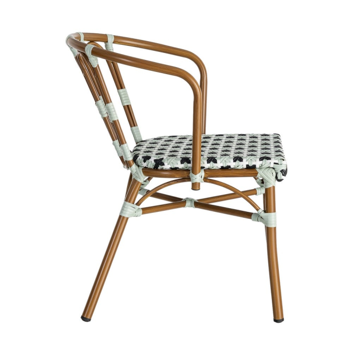 Set 2 scaune HoReCa de exterior stivuibile cu brațe din aluminiu și ratan sintetic în verde și alb [5]