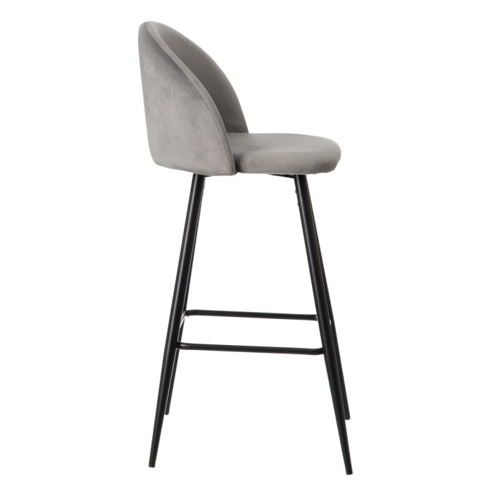 Set de scaune bar catifea gri decor elegant|Scaune bar moderne [4]