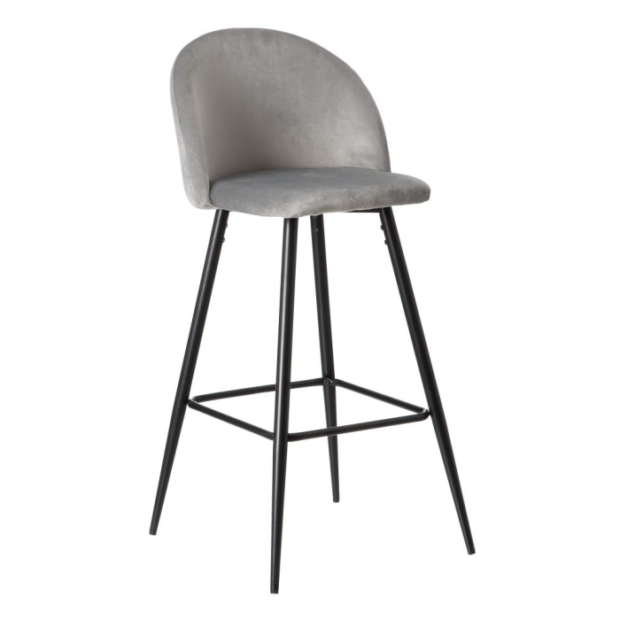Set de scaune bar catifea gri decor elegant|Scaune bar moderne [3]