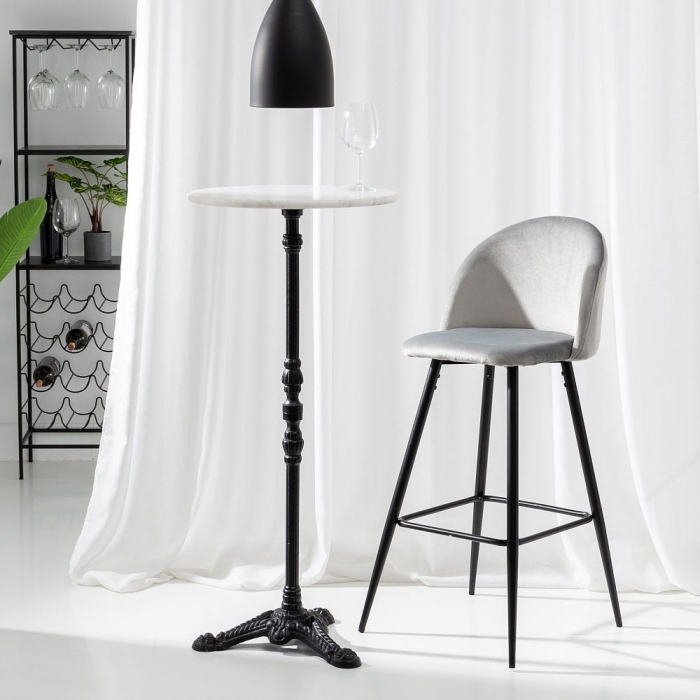 Set de scaune bar catifea gri decor elegant|Scaune bar moderne [2]