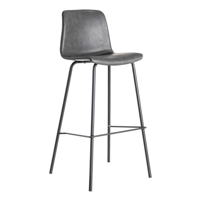 Set 2 scaune bar gri închis piele ecologică metal HoReCa [2]