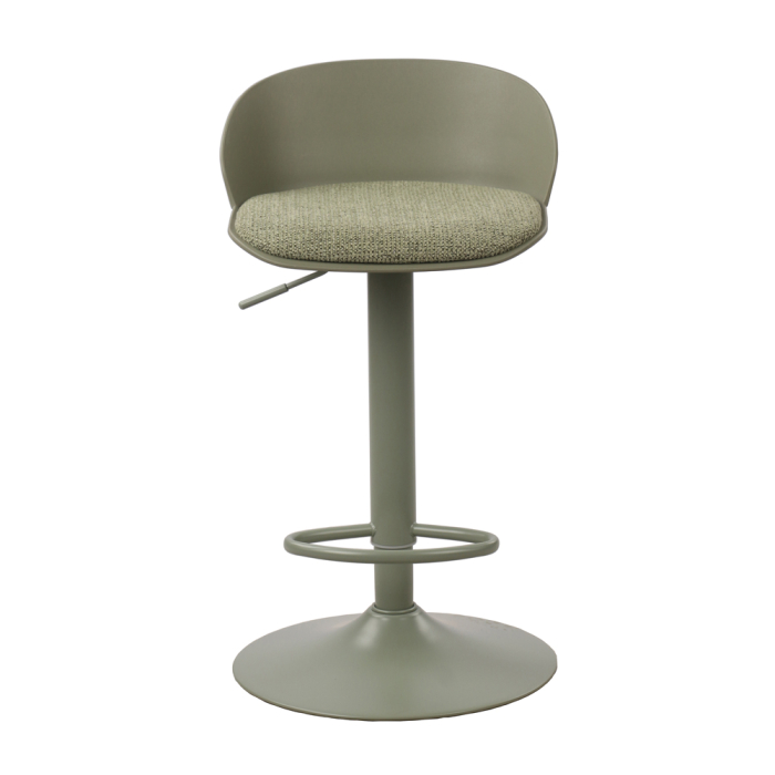 Set 2 scaune de bar din stofă verde mentă cu spătar ergonomic [6]