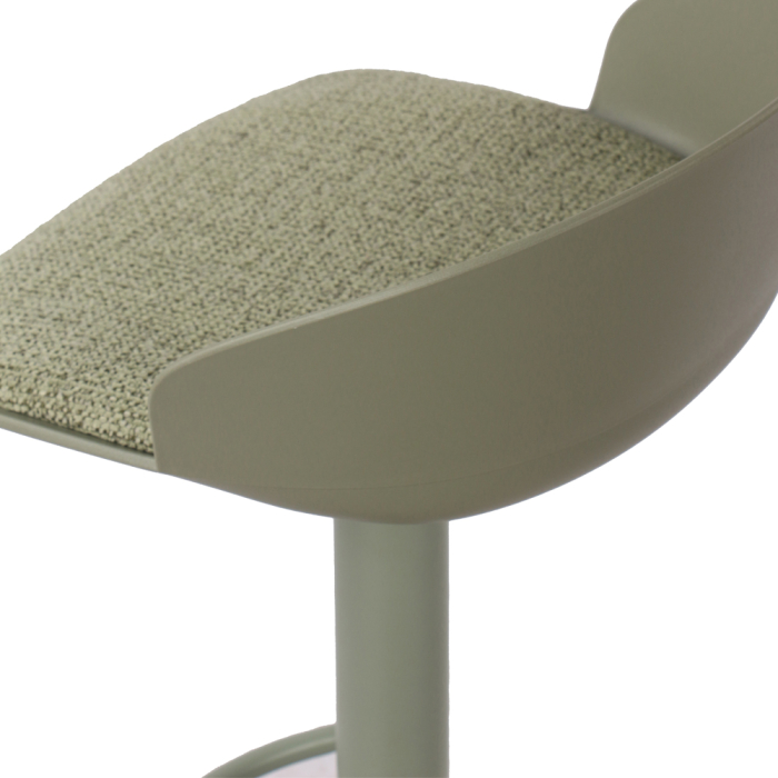 Set 2 scaune de bar din stofă verde mentă cu spătar ergonomic [8]