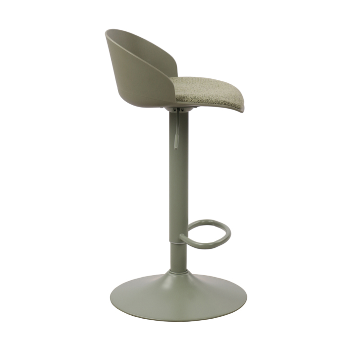 Set 2 scaune de bar din stofă verde mentă cu spătar ergonomic [3]