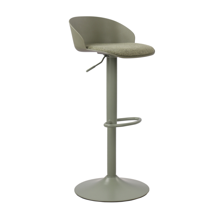 Set 2 scaune de bar din stofă verde mentă cu spătar ergonomic [7]