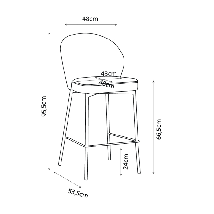 Set 2 scaune de bar din stofă buclé gri deschis cu spătar rotunjit [5]