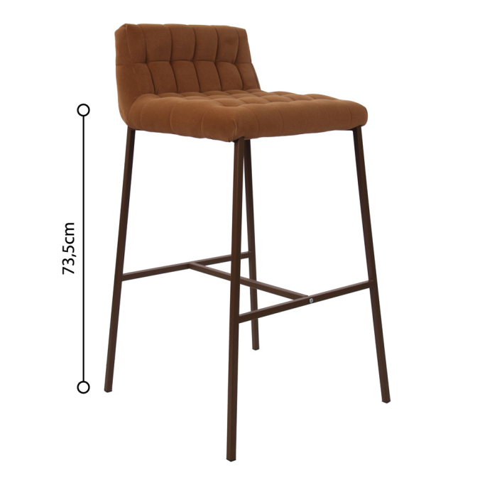 Set 2 scaune de bar din stofă maro deschis matlasată [2]