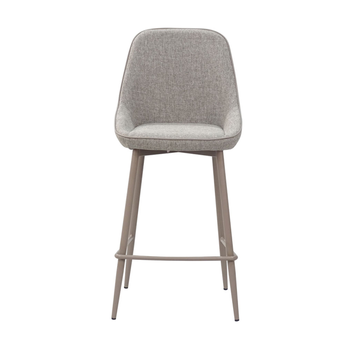 Set 2 scaune de bar din stofă gri deschis cu aspect de in [4]