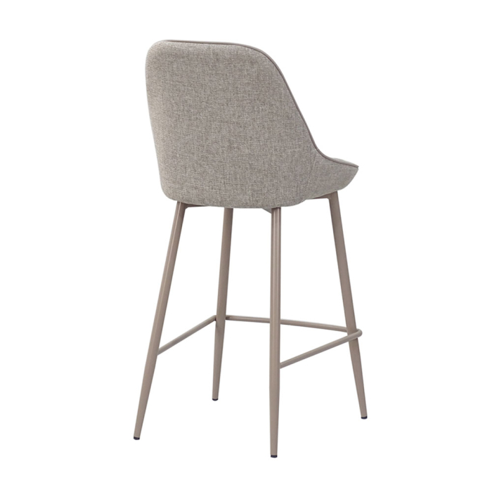 Set 2 scaune de bar din stofă gri deschis cu aspect de in [3]