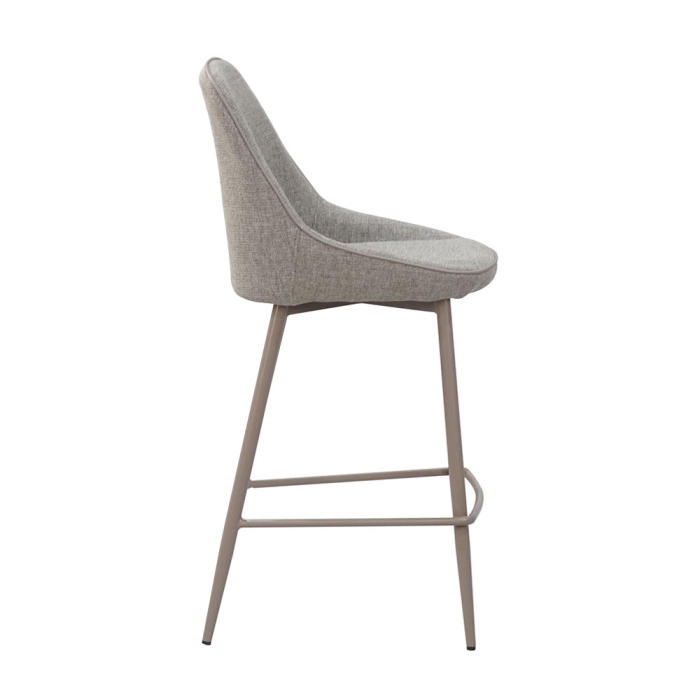 Set 2 scaune de bar din stofă gri deschis cu aspect de in [2]