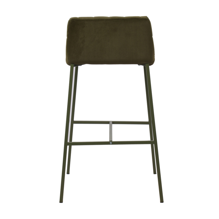 Set 2 scaune de bar din stofă verde olive matlasată [6]