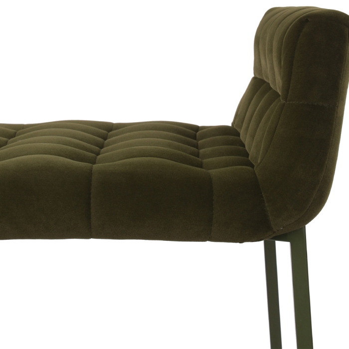 Set 2 scaune de bar din stofă verde olive matlasată [9]